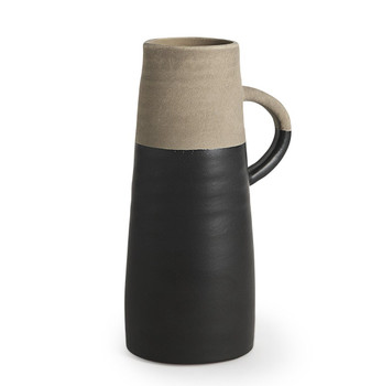 10" Rustic Organic Black And Natural Decorative Jug