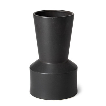 9" Matte Black Contempo Deco Ceramic Vase
