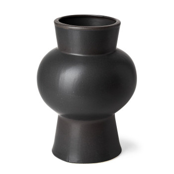 11" Matte Black Contempo Deco Ceramic Vase