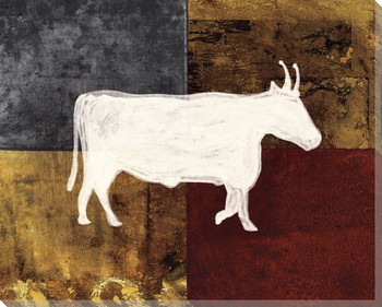 Patchwork Steer Wrapped Canvas Giclee Print Wall Art