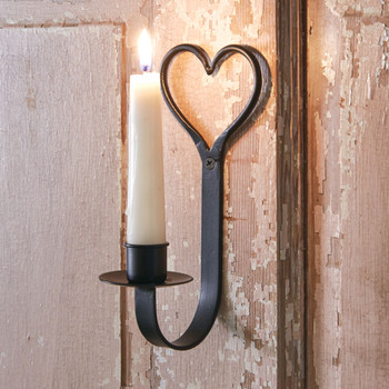 Primitive Heart Taper Candle Sconce, Set of 4
