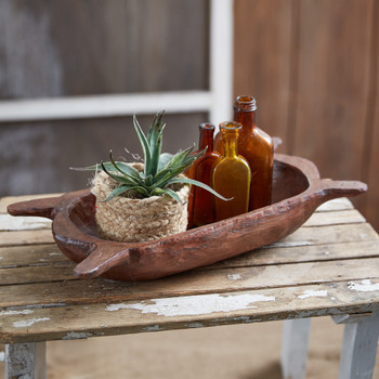 Primitive Trencher Decorative Bowl with Handles