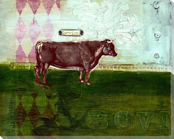 Bovine Bull Collage Wrapped Canvas Giclee Print Wall Art