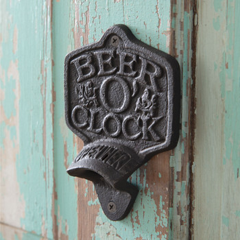 Beer O' Clock Wall Mounted Bottle Opener, Set of 2
