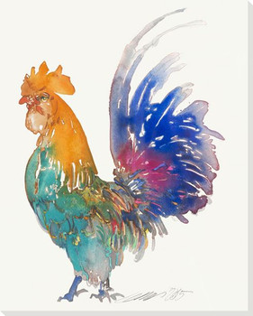 Colorful Cox Rooster Bird Wrapped Canvas Giclee Print Wall Art