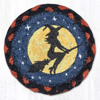Flying Witch Printed Jute Round Coaster