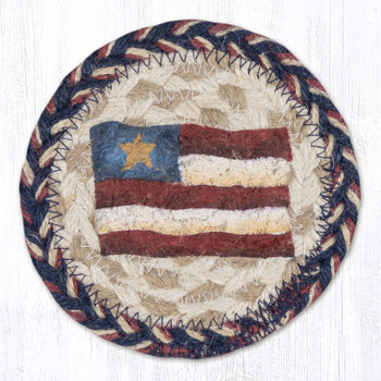 Primitive Star Flag Printed Jute Round Coaster