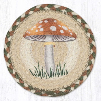 Light Mushroom Round Large Jute Coaster