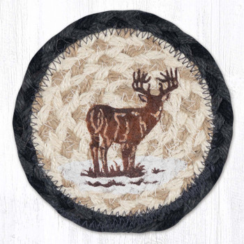 Stag Printed Jute Round Coaster