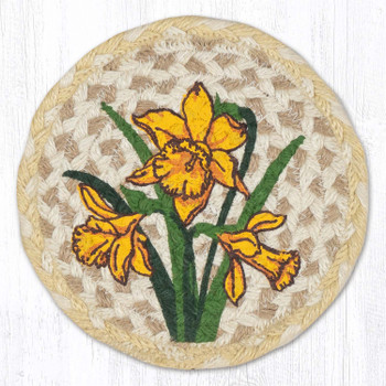Daffodil Round Large Jute Coaster