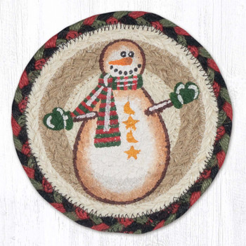 Moon & Star Snowman Round Large Jute Coaster