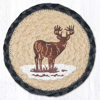 Stag Round Large Jute Coaster