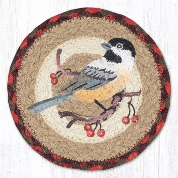 Chickadee Round Large Jute Coaster