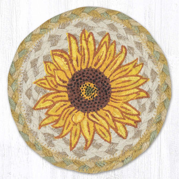 Sunflower Round Large Jute Coaster