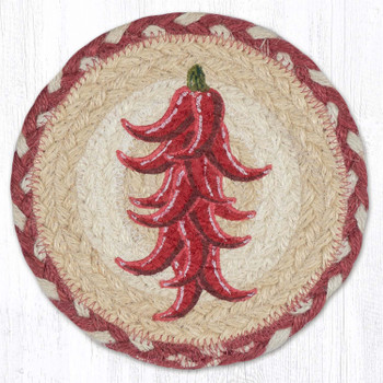 Chili Pepper Ristra Round Large Jute Coaster
