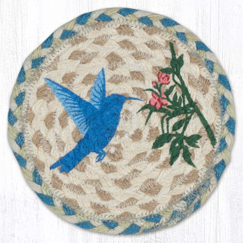 Hummingbird Round Large Jute Coaster