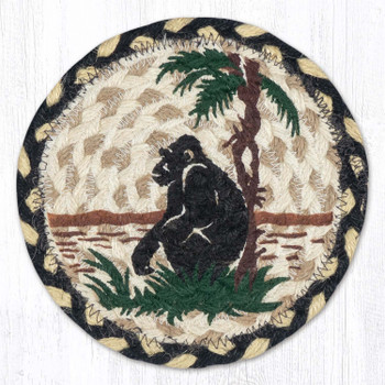 Gorilla Silhouette Round Large Jute Coaster