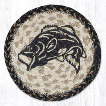 Big Mouth Bass Round Large Jute Coaster