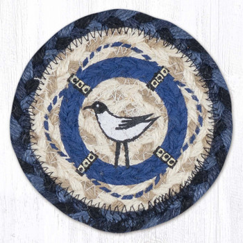 Coastal Seagull Printed Jute Round Coaster
