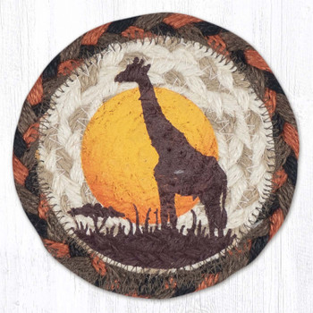 Giraffe Printed Jute Round Coaster