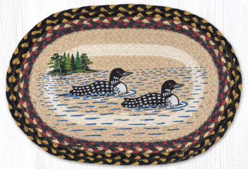 13" x 19" Loon Patch Oval Jute Placemat