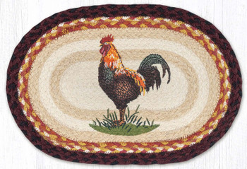 13" x 19" Rustic Rooster Oval Jute Placemat