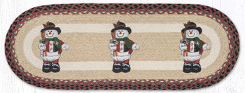 13" x 36" Snowman in Top Hat Oval Table Runner
