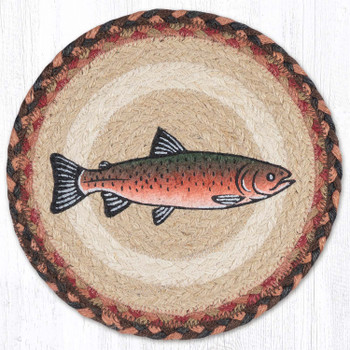 Pink Salmon Printed Round Jute Trivet