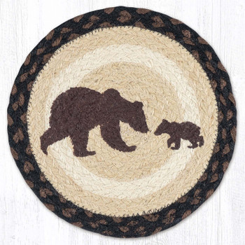 Happy Bear Cub Printed Round Jute Trivet