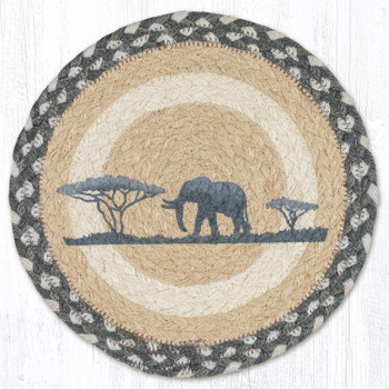 Elephant Printed Round Jute Trivet