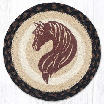 Stylized Horse Portrait Printed Round Jute Trivet