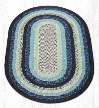 6' x 9' Blueberry/Cream Oval Braided Jute Rug