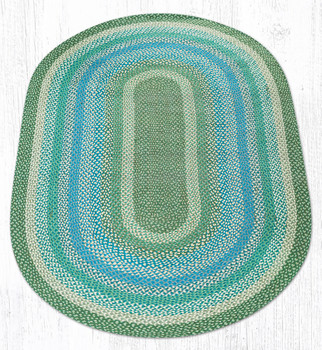 6' x 9' Sage/Ivory/Settlers Blue Oval Braided Jute Rug