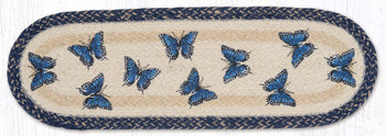 8.25" x 27" Blue Swallowtail Oval Jute Stair Tread