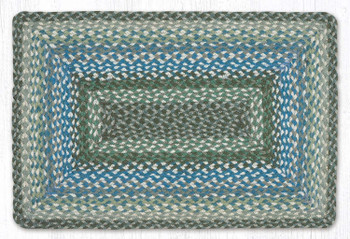 27" x 45" Sage/Ivory/Settlers Blue Rectangle Braided Jute Rug