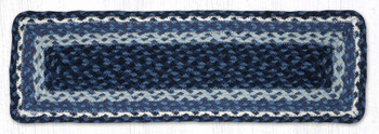 8.25" x 27" Blue/Gray/Ivory Rectangle Jute Stair Tread