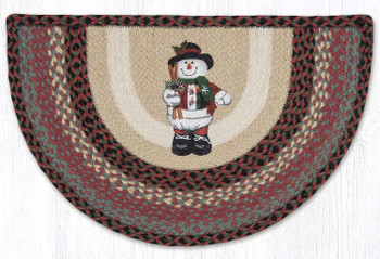 18" x 29" Snowman in Top Hat Printed Slice Jute Rug