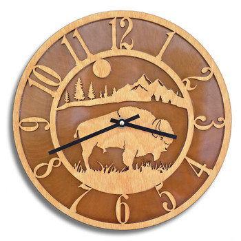 Bison Baltic Birch and Metal Tableau Wall Clock