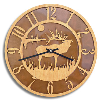 Elk Baltic Birch and Metal Tableau Wall Clock