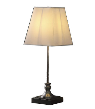 19" Silver Bedside Table Lamp with White Empire Shade