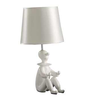 21" White Bedside Table Lamp with Silver Empire Shade