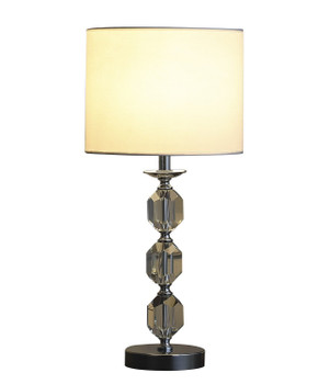 21" Silver Bedside Table Lamp with White Drum Shade