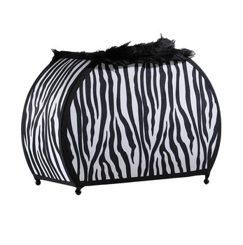 12" Black And White Funky Zebra Pattern Novelty Table Lamp