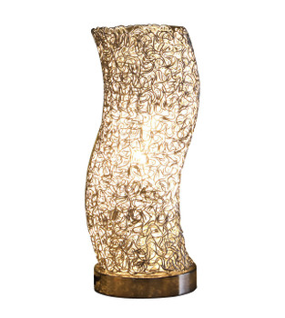 12" Silver Bedside Table Lamp with Silver Swirl Novelty Shade