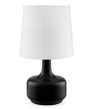 17" Black Metal Bedside Table Lamp with White Shade