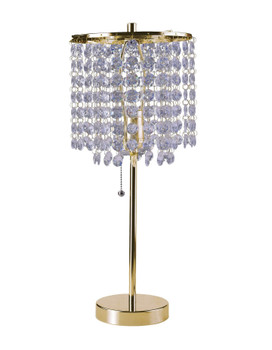 20" Gold Metal Bedside Table Lamp with Clear Drum Shade