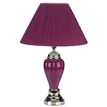 27" Silver Ceramic Bedside Table Lamp with Magenta Empire Shade