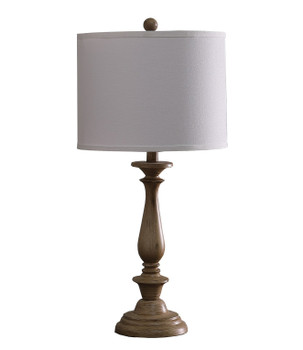 28" Rustic Taupe Cream Candlestick Table Lamp with White Shade
