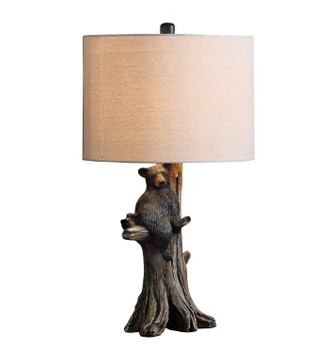 25" Black Blear in a Tree Table Lamp with Beige Shade