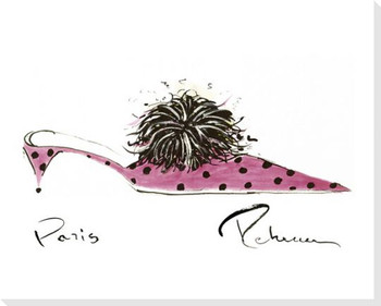 Pink Shoe with Black Polka Dots Wrapped Canvas Giclee Print